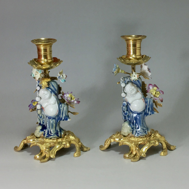 Pair of hand candleholders - 19th - 18th century