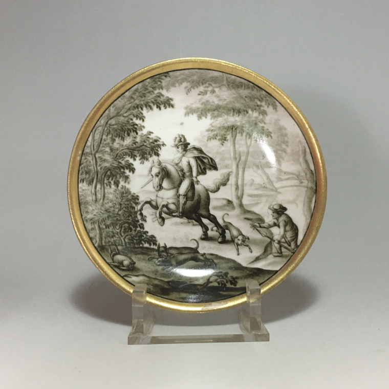 MEISSEN - Rare tasse à décor hausmaler en grisaille d'une scène de chasse - XVIIIe siècle - Vers 1730