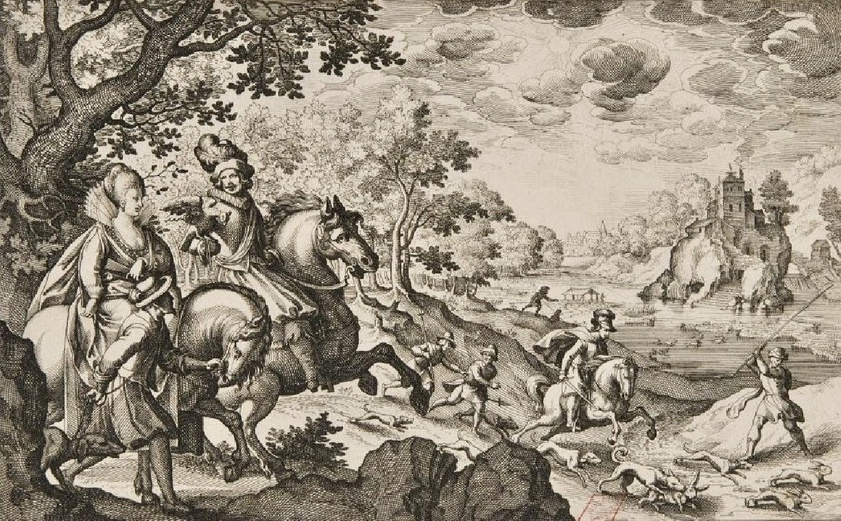 MEISSEN - Rare cup and saucer with hausmaler decor in grisaille of a hunting scene - 18th century - circa 1730