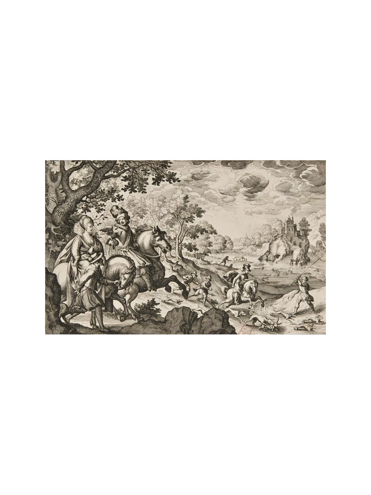 MEISSEN - Rare cup and saucer with hausmaler decor in grisaille of a hunting scene - 18th century - circa 1730