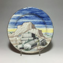 Pavia - Small dish decorated with ruins on a landscape background - Late 17th - Early 18th century