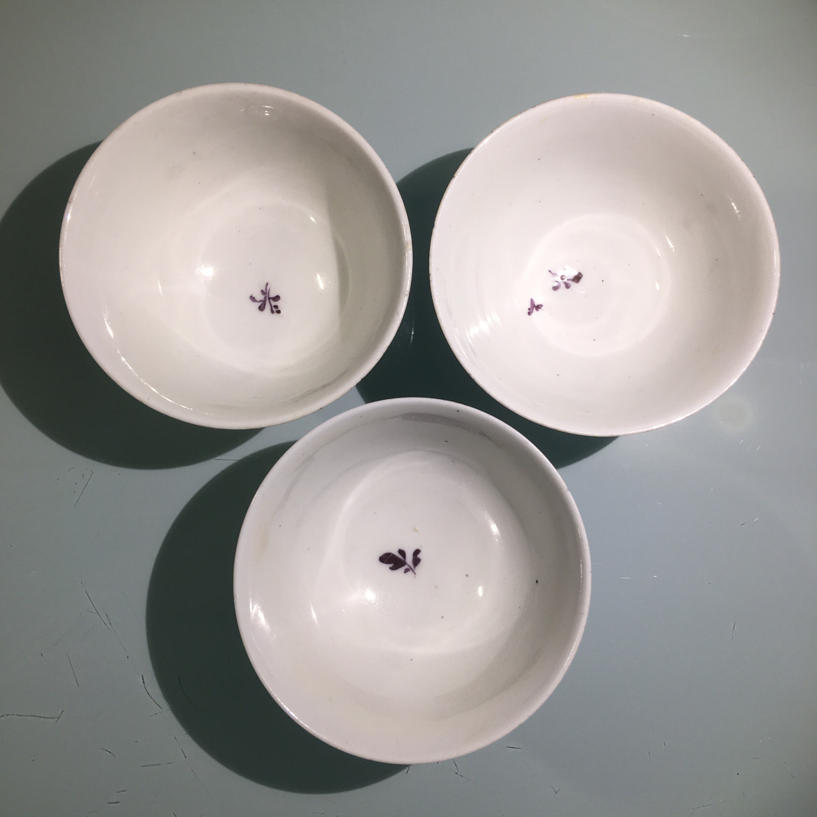 Three porcelain cups and saucers from Nove di Bassano - circa 1790