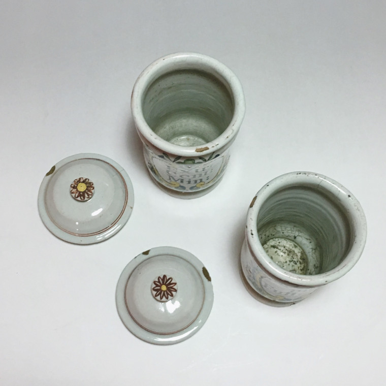 Rouen - Pair of small pharmacy jars - Eighteenth century