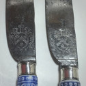 Saint Cloud - Rare pair of knives, blades struck with coats of arms  - eighteenth century.