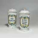 Rouen - Pair of small pharmacy jars - Eighteenth century