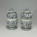 Pair of albarelli Pesaro faience - second half of the eighteenth century