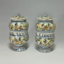 Pair of albarelli Pesaro faience - second half of the eighteenth century