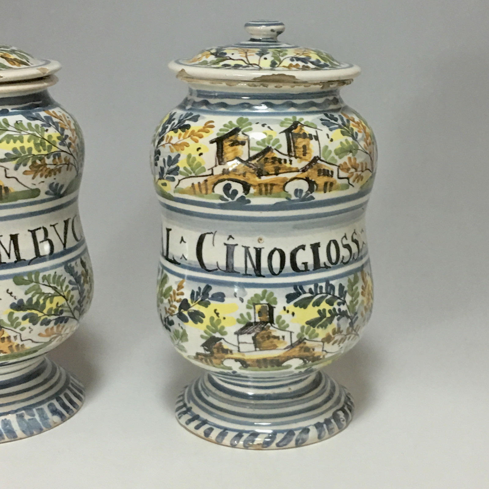 Pair of albarelli Pesaro faience - second half of the eighteenth century