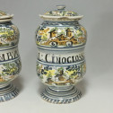 Pair of albarelli Pesaro faience - second half of the eighteenth century