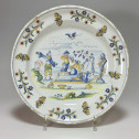 Marseille (attribuée à la fabrique de Leroy) – Rare assiette aux chinois – XVIIIe siècle