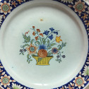 ROUEN - Plate with flower basket - eighteenth century
