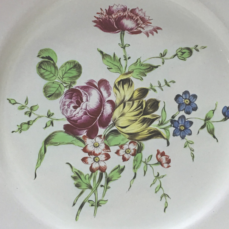MARSEILLE (Robert) - Pair of plates with floral decoration - eighteenth century