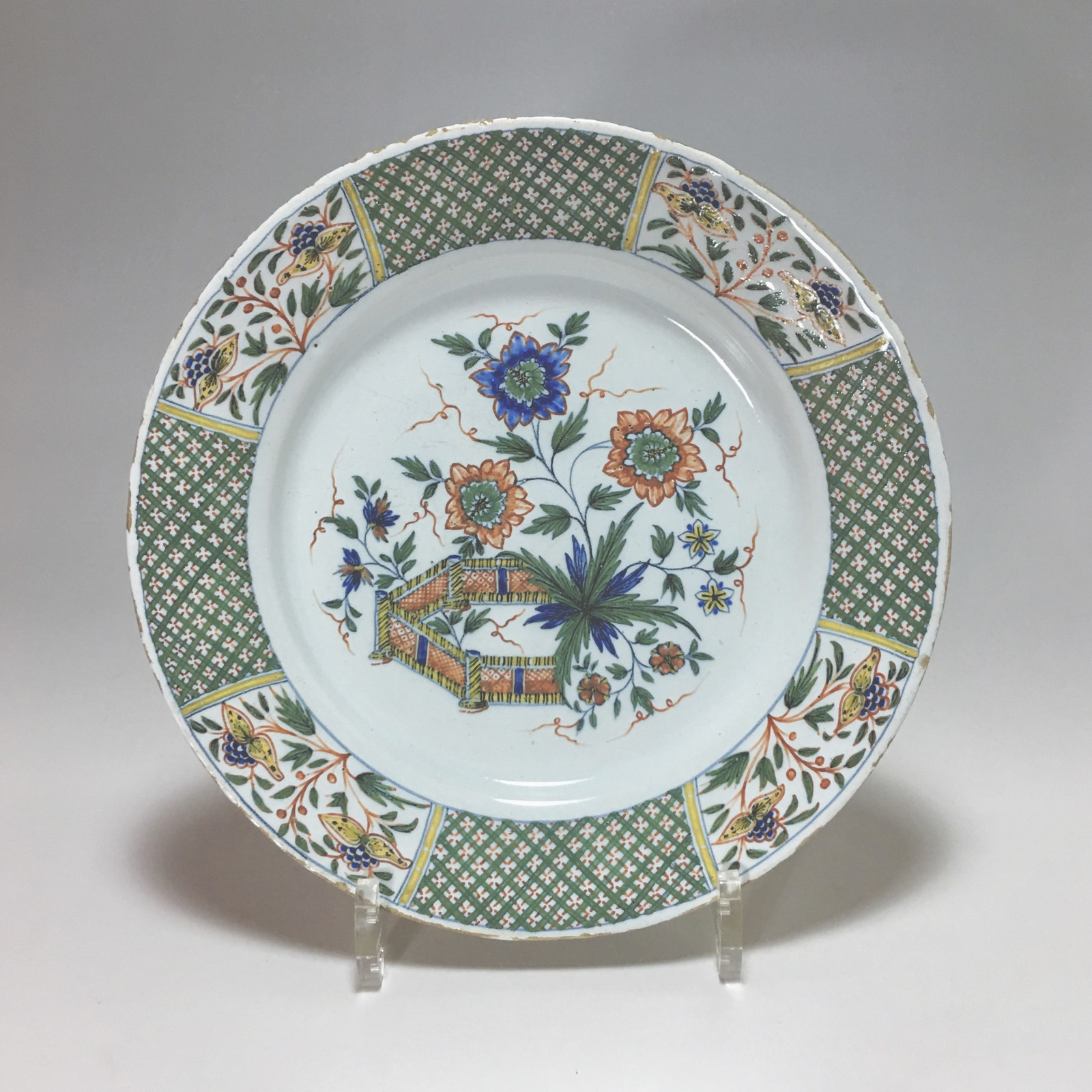 ROUEN - Plate flowery barrier - eighteenth century