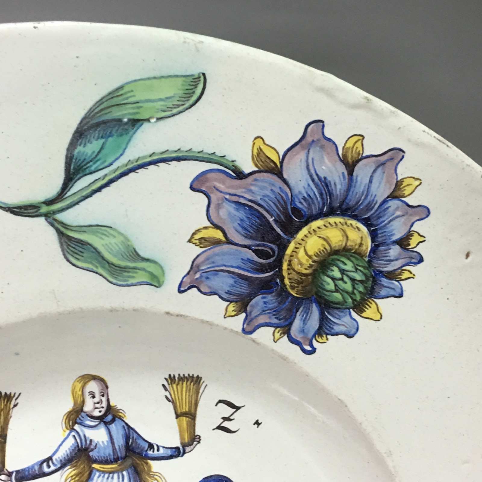 WINTERTHUR (Suisse) Grand plat à décor d'armoiries - Daté 1678