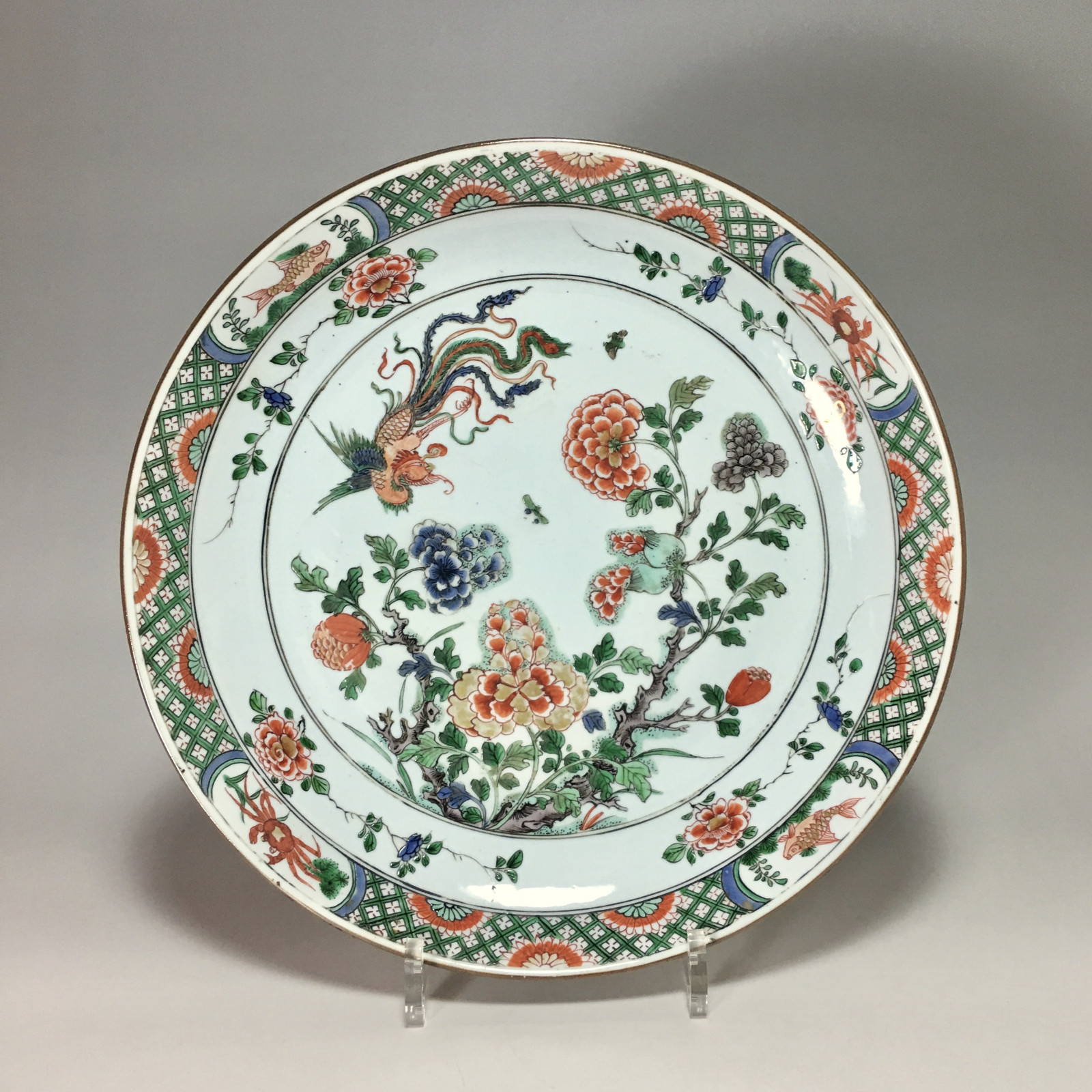 Pair of enamelled cups from the Kangxi Chinese porcelain green family (1662-1722)