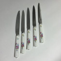 Five Mennecy soft porcelain knives with floral decoration - eighteenth century