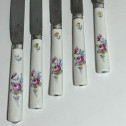 Five Mennecy soft porcelain knives with floral decoration - eighteenth century