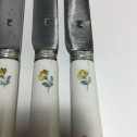 Five Mennecy soft porcelain knives with floral decoration - eighteenth century