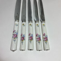 Five Mennecy soft porcelain knives with floral decoration - eighteenth century