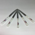 Five Mennecy soft porcelain knives with floral decoration - eighteenth century