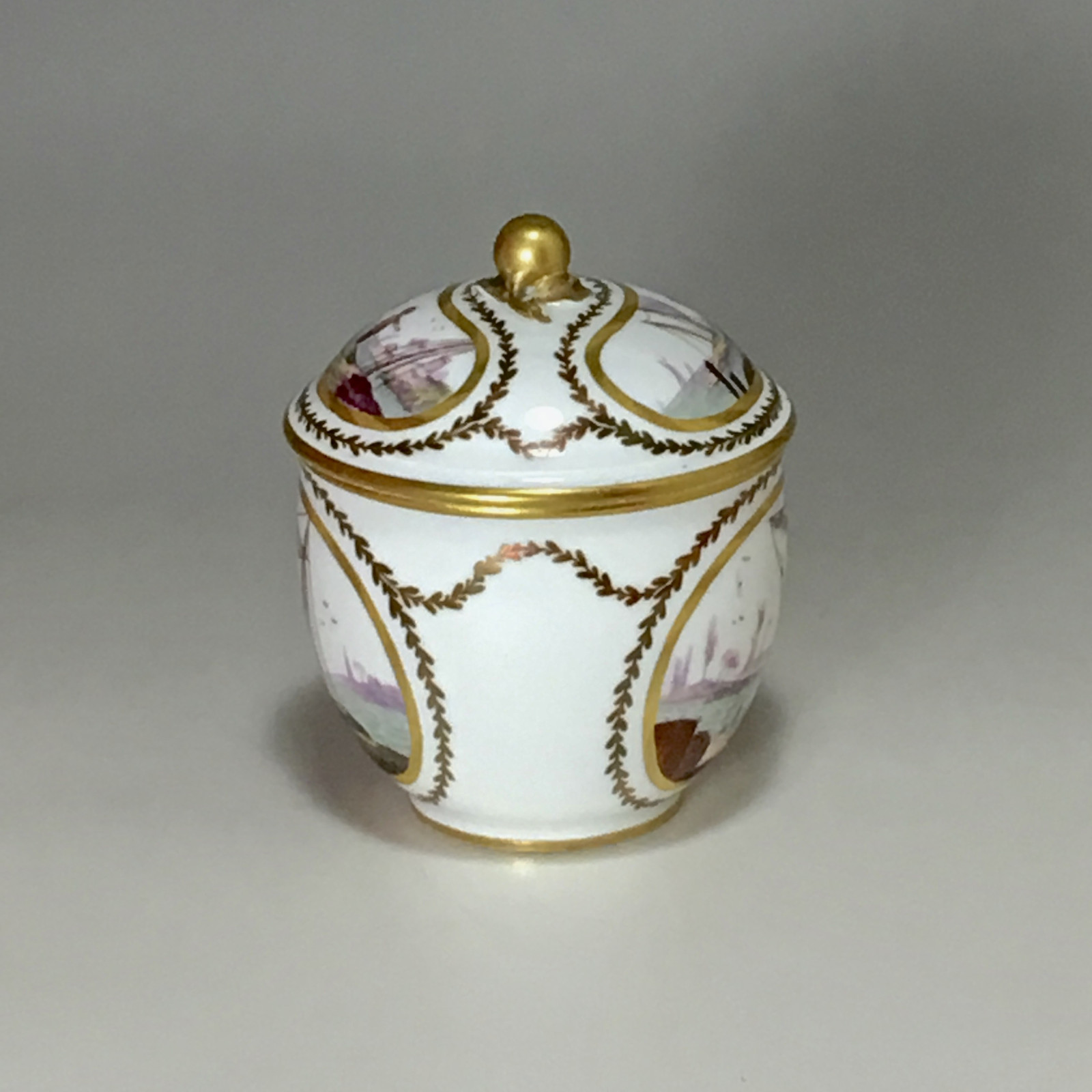 Sèvres - Sugar pot with port scene decoration - Eighteenth century