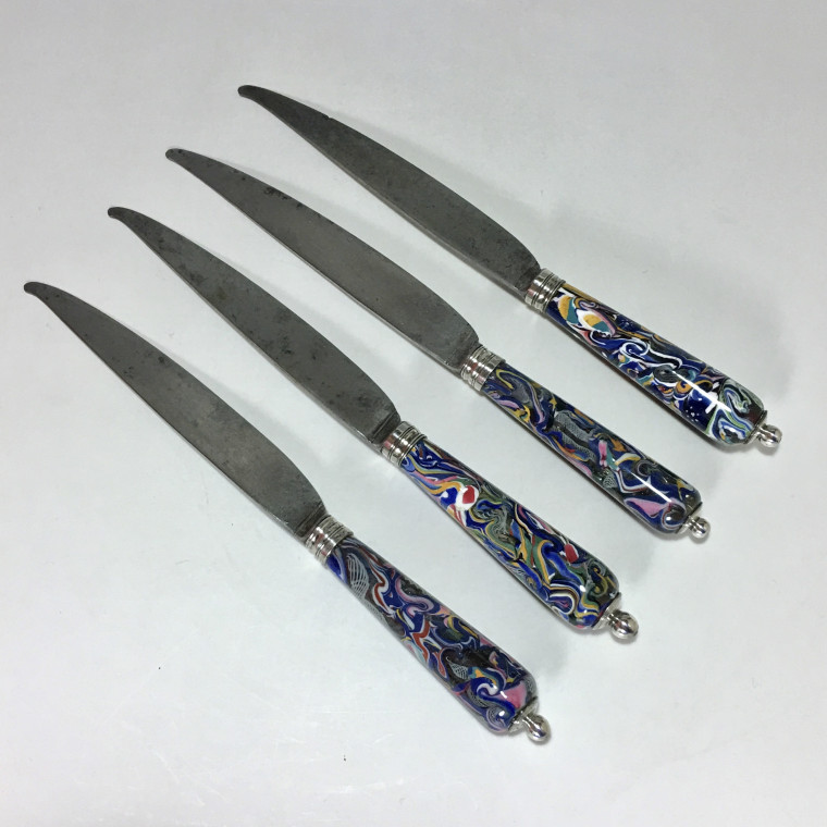 Four knives - "Millefiori" glass handles - Early eighteenth century