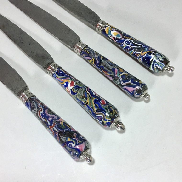 Four knives - "Millefiori" glass handles - Early eighteenth century