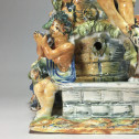 Fountain depicting Bacchus in majolica from Urbino, Patanazzi workshop circa 1580.