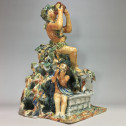 Fountain depicting Bacchus in majolica from Urbino, Patanazzi workshop circa 1580.