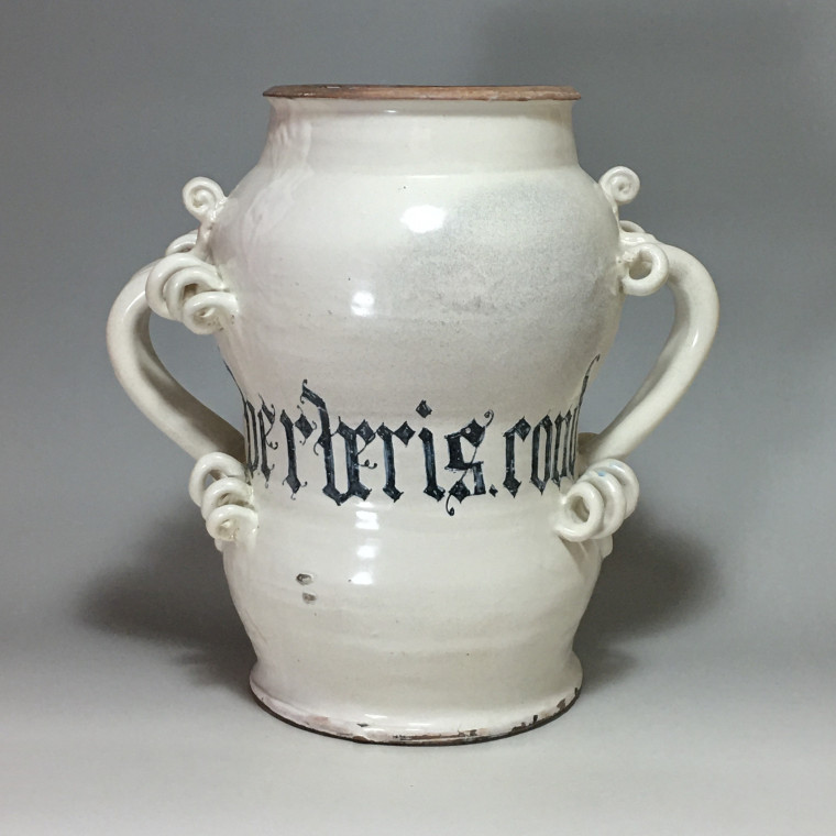 Rare grand albarello en majolique de Lyon - Fin du XVIe - Début du XVIIe siècle