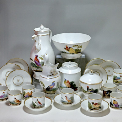 Paris - Tea and Coffee Service with Bird Decor - Empire Period
