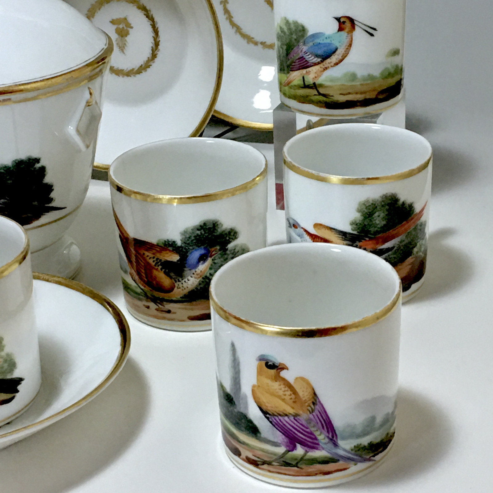 Paris - Tea and Coffee Service with Bird Decor - Empire Period