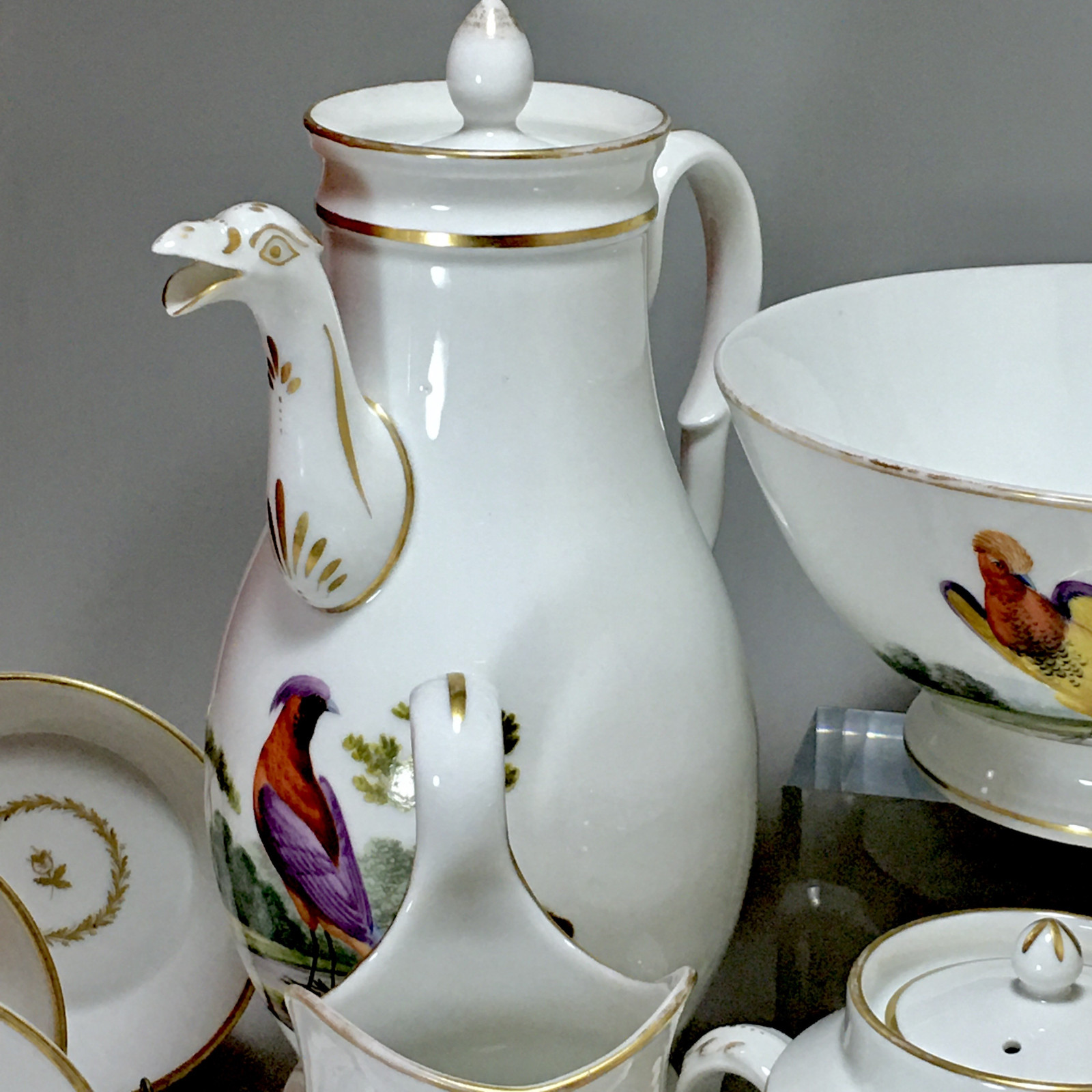 Paris - Tea and Coffee Service with Bird Decor - Empire Period