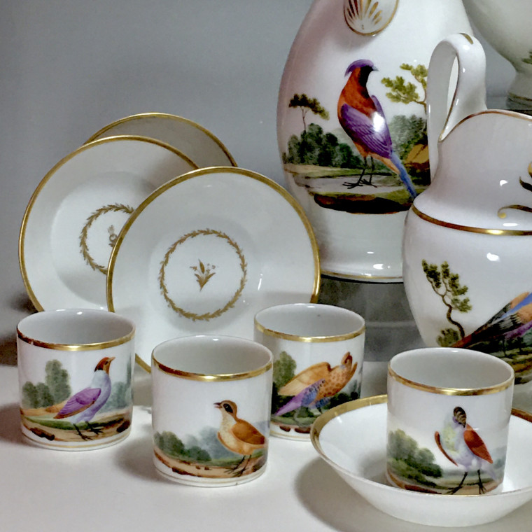 Paris - Tea and Coffee Service with Bird Decor - Empire Period