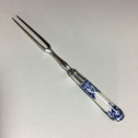Rare petite fourchette en argent, manche en porcelaine tendre de Saint Cloud – XVIIIe siècle
