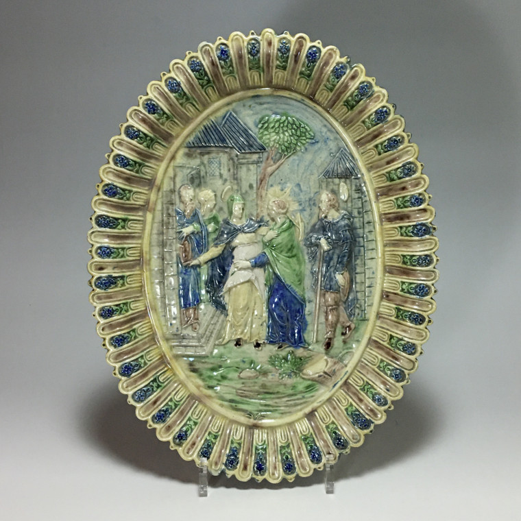 Paris school dish decorated with a religious scene - Nineteenth century