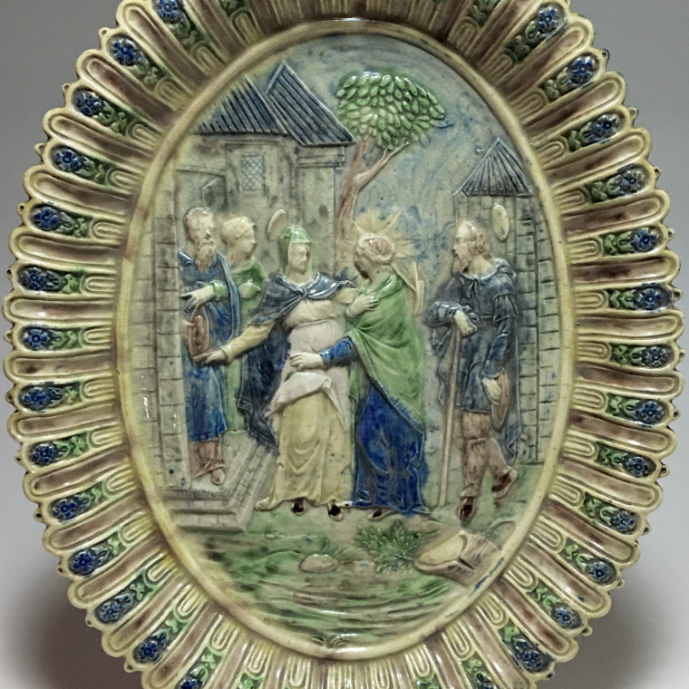 Paris school dish decorated with a religious scene - Nineteenth century