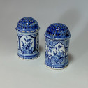 Delft - Paire de saupoudroirs cylindrique en camaïeu bleu - XVIIIe siècle
