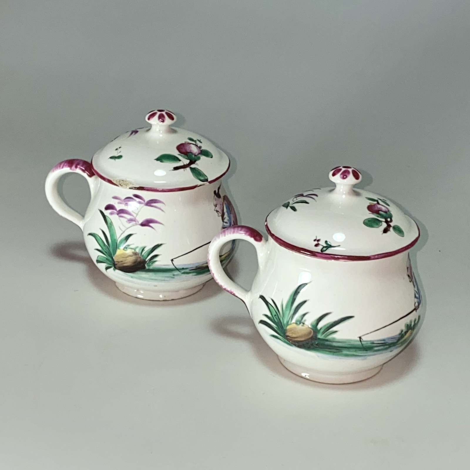 Lunéville - Pair of cream jars with Chinese decor - Eighteenth century