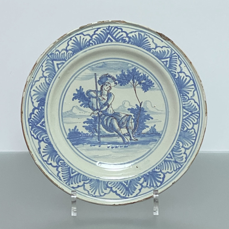 Saint jean du désert (Marseille) - Plate decorated with a shepherd -  Early eighteenth century