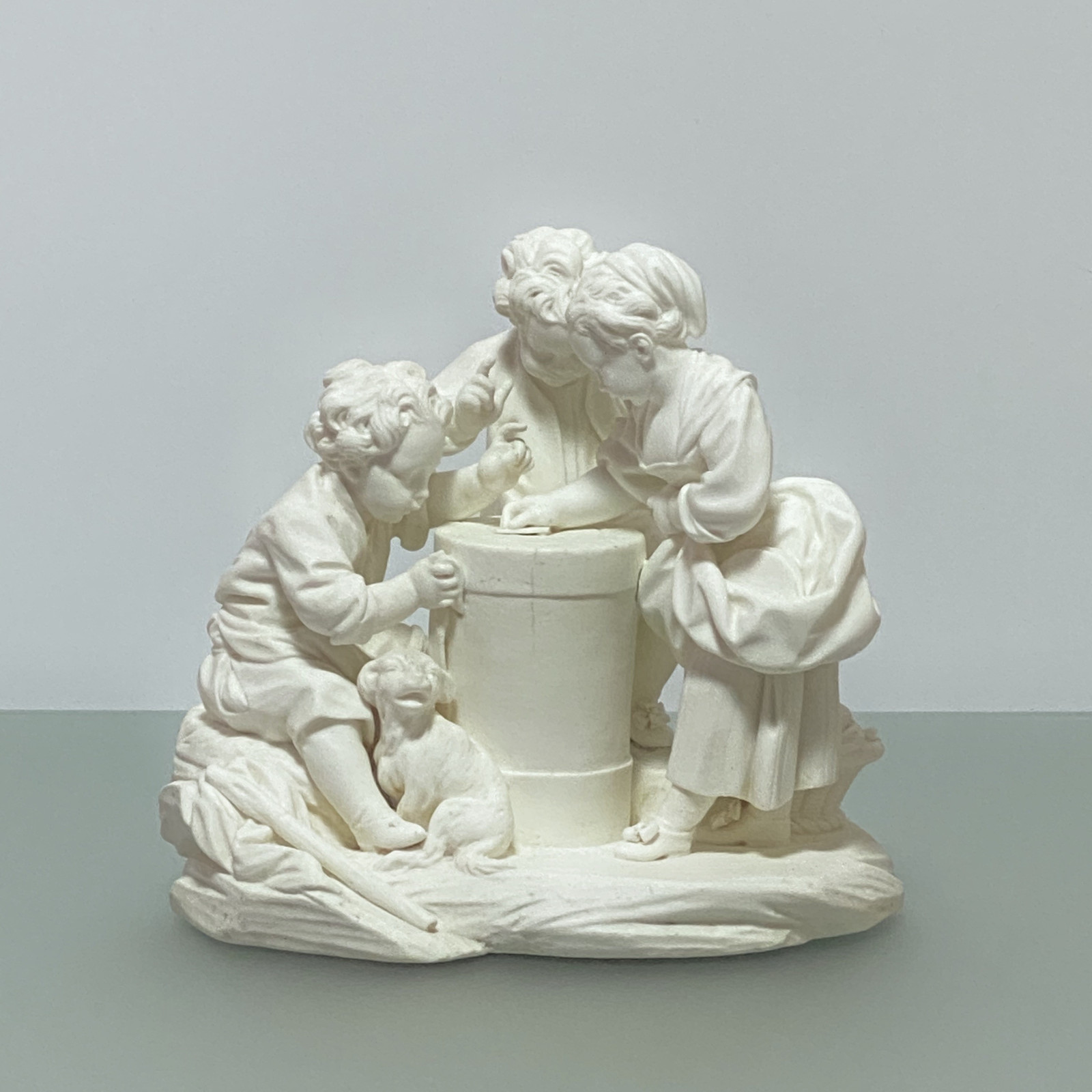 Sèvres - Pair of groups in biscuit "The tourniquet" and "The magic lantern" - Eighteenth century