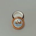 Rare Moustiers earthenware box with boxwood frame - Eighteenth century