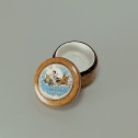 Rare Moustiers earthenware box with boxwood frame - Eighteenth century