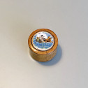 Rare Moustiers earthenware box with boxwood frame - Eighteenth century