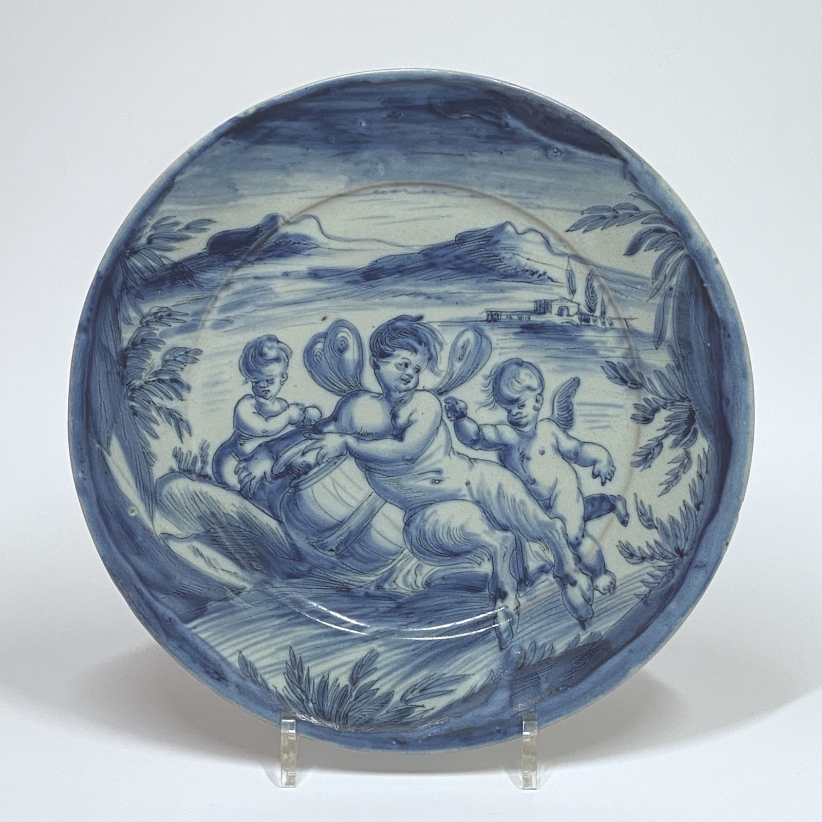 Savona - Pair of dishes in blue monochrome - Around 1700