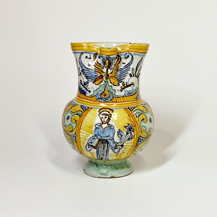 Deruta or Pesaro - Pitcher with pinched neck - Seventeenth century