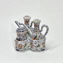 Delft - Rare porte-Huilier polychrome à trois compartiments - XVIIIe siècle