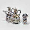 Delft - Rare polychrome cruet holder with three compartments - Eighteenth century