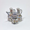 Delft - Rare polychrome cruet holder with three compartments - Eighteenth century