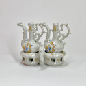 Alcora - Oil cruet holder and cruets with polychrome decoration - Eighteenth century